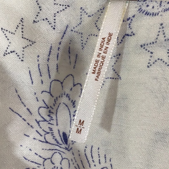 Free People blue/white floral oversized poet’s blouse/tunic M - Picture 8 of 10